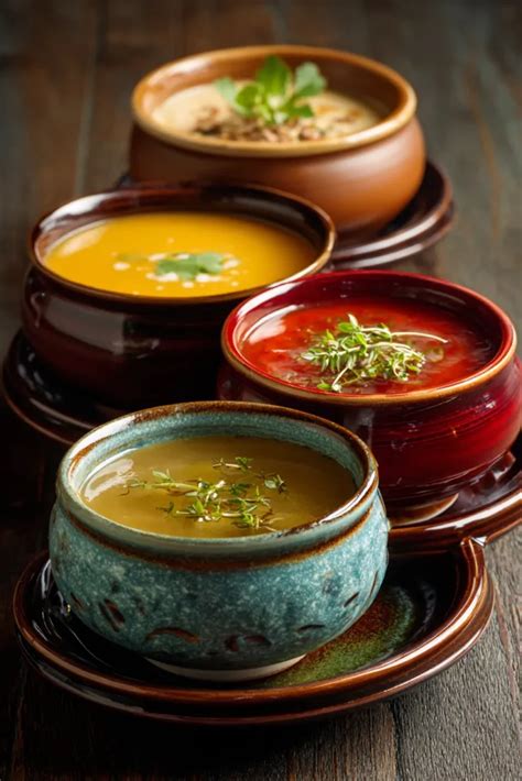 Différentes garnitures pour soupes et veloutés