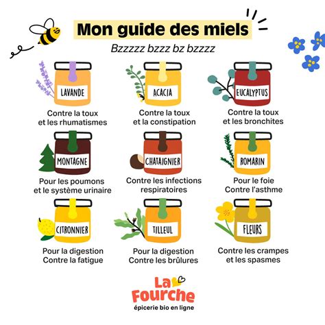 Infographie sur les différents types de miel et leurs origines