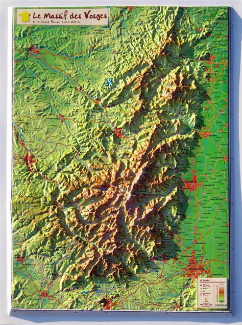 Carte schématique du massif des Vosges avec des points d'intérêt pour le cyclisme