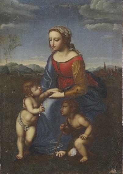 Détail du visage de la Vierge dans La Belle Jardinière