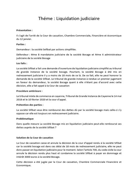 Jugement de liquidation judiciaire