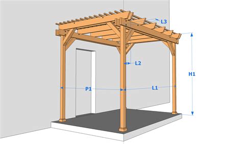 Schéma d'une pergola adossée avec ses dimensions