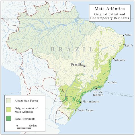 carte de la Mata Atlantica et de sa réduction
