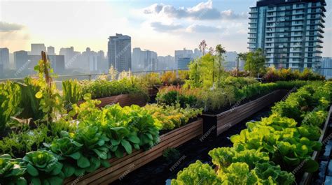 Illustration d'un jardin urbain sur un toit ou un balcon avec des bacs de culture variés