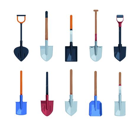une sélection d'outils de jardinage variés incluant différentes formes de pelles