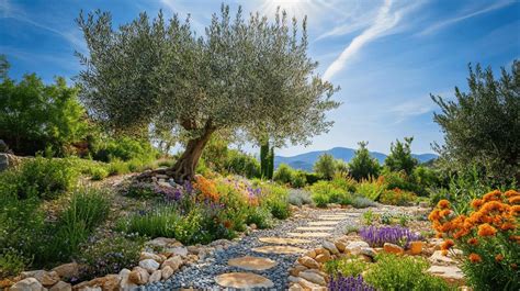 Olivier nuage dans un jardin méditerranéen
