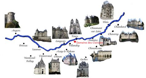 Carte des châteaux de la Loire autour d'Averdon