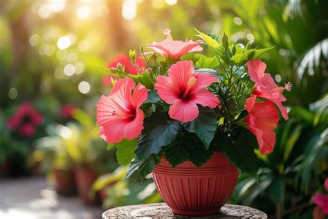 Arrosage d'un hibiscus en pot