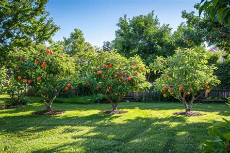 Arbres fruitiers chargés de fruits mûrs