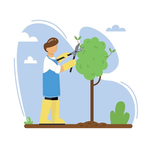 Jardinier taillant un arbre avec un sécateur