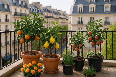 Verger urbain avec des passants cueillant des fruits