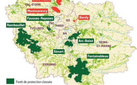 Carte des forêts d'Île-de-France
