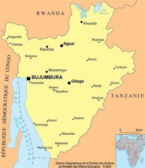 Carte du Burundi et de l'Afrique Centrale