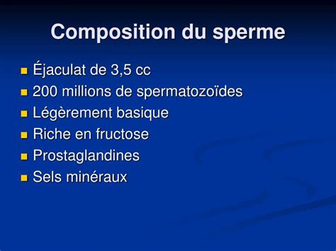 Diagramme de la composition du sperme