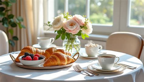 table de petit-déjeuner avec pain fait maison, confitures et œufs frais