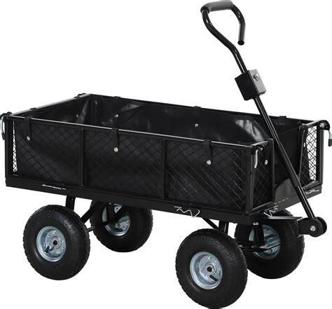 Dessin d'un chariot de jardin à roulettes avec outils
