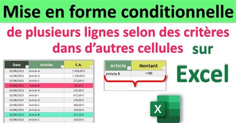 Exemple de tableau avec remplissage de cellules et mise en forme conditionnelle