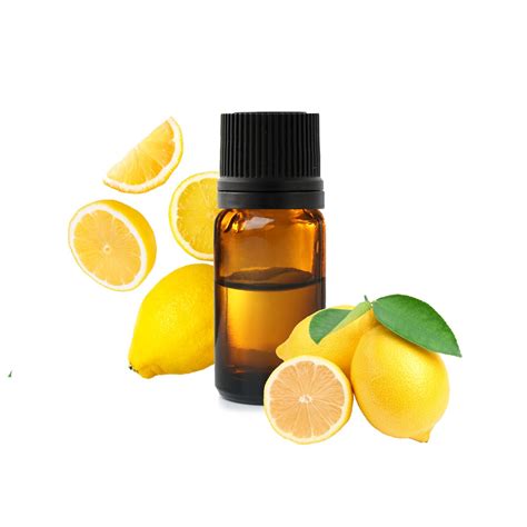 Huile essentielle de citron et flacon compte-gouttes