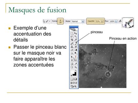 Interface montrant l'utilisation des calques de réglage Courbes avec un masque de fusion