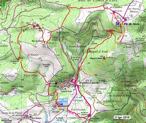 Schéma du sentier de randonnée vers le Pic de Nore