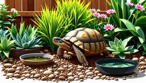 Tortue dans un jardin avec pelouse
