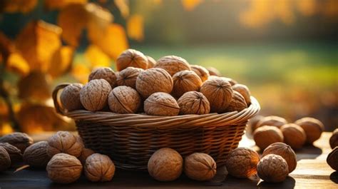 panier de noix fraiches en foret