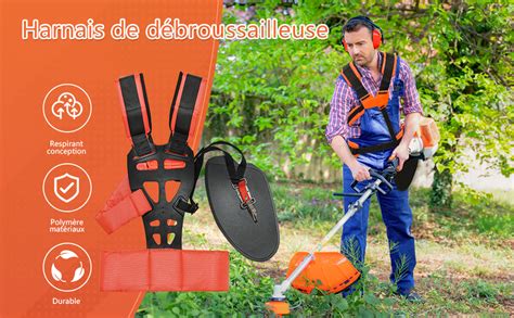 Illustration montrant le harnais de la débroussailleuse