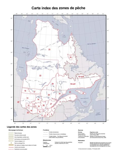 Carte de la région de Mercie et des zones de pêche