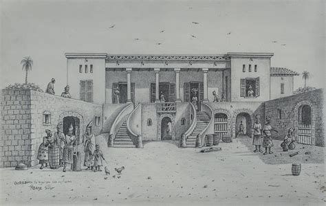 Schéma des bâtiments restaurés : la Maison Principale, les cases d'esclaves, la forge et la cuisine