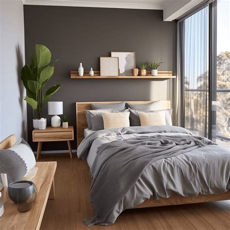 Chambre d'adolescent avec murs gris et blanc et mobilier moderne
