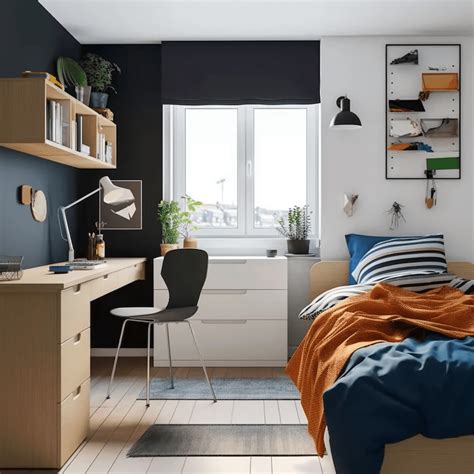 Exemple d'une chambre d'adolescent avec un mur d'accent gris et des éléments blancs
