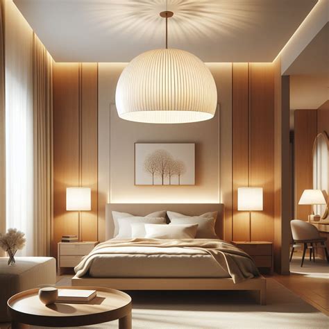 Exemple de luminaires chaleureux dans une chambre grise