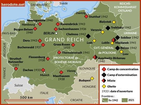Carte des camps de concentration et d'extermination nazis en Europe