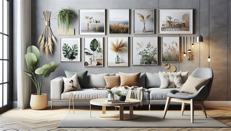 Illustration d'une décoration murale élégante type plante grimpante dans un salon moderne