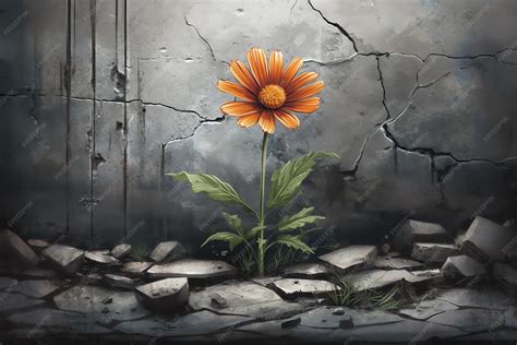 Illustration symbolique montrant une fleur poussant à travers des décombres en pierre