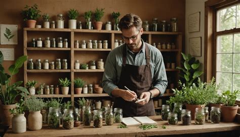 Herboriste récoltant des plantes dans une forêt mystique