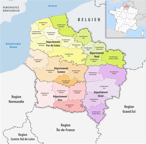 Carte de la région des Hauts-de-France avec les différentes localisations des entreprises Delefortrie