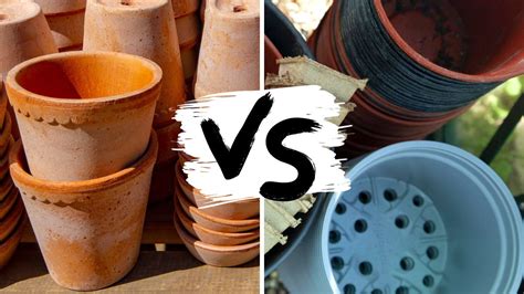Comparaison visuelle de pots en plastique, céramique et terre cuite