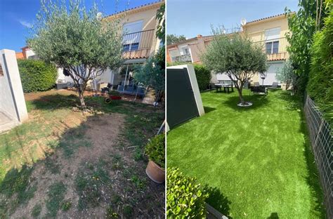 Image d'un jardin avant et après l'application d'un désherbant, montrant la différence