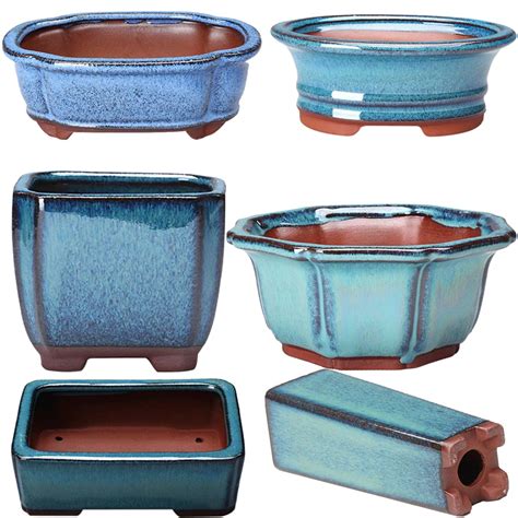 Pots de bonsaï en grès avec diverses glaçures