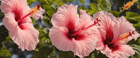 Illustration des différentes variétés d'hibiscus : fleurs d'intérieur, althéa de jardin et hibiscus des marais