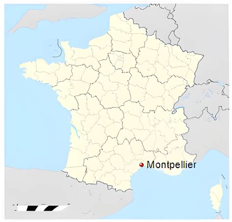 Carte illustrant la position de Pinet par rapport aux sites majeurs de Montpellier et du littoral