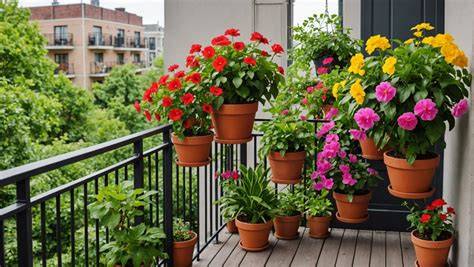 Ambiance de jardinage sur un balcon avec des plantes en pot