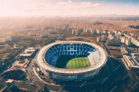 Vue aérienne d'un stade moderne avec une pelouse hybride parfaitement entretenue