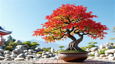 Exemples de styles de bonsaï pour l'érable du Japon (Moyogi, style radeau, sur roche)