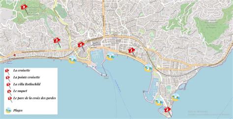 Plan de la ville de Cannes avec ses espaces verts