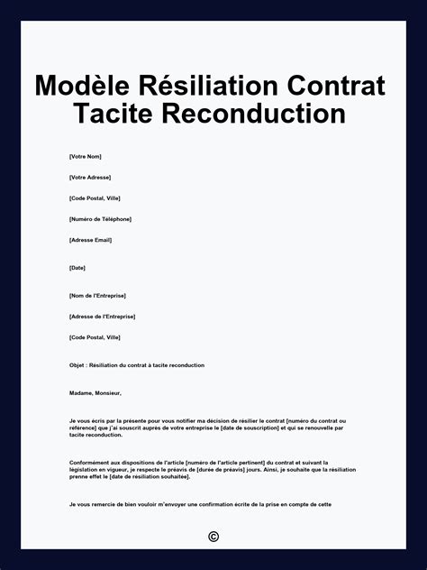 schéma explicatif du processus de résiliation d'un contrat à tacite reconduction