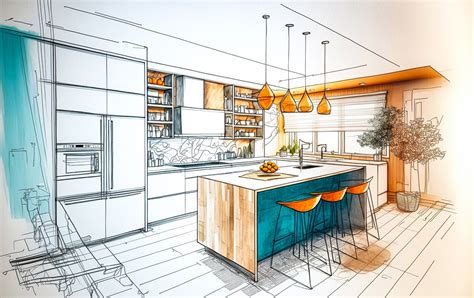 Illustration d'une cuisine moderne rénovée avec des éléments adhésifs