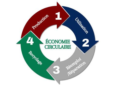 Diagramme des étapes de l'économie circulaire : Réparation, Réemploi, Recyclage
