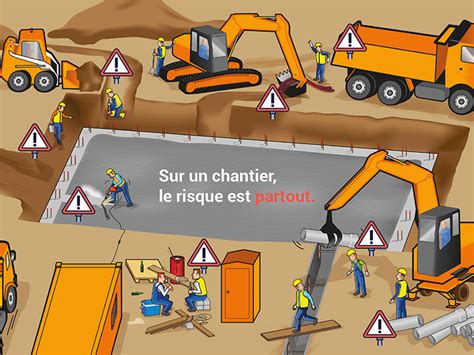 Schéma illustrant les risques de chute sur une structure de grue de chantier